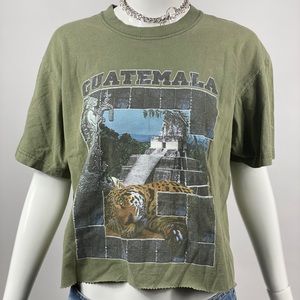 Vtg Guatemala Mayan crop top tee